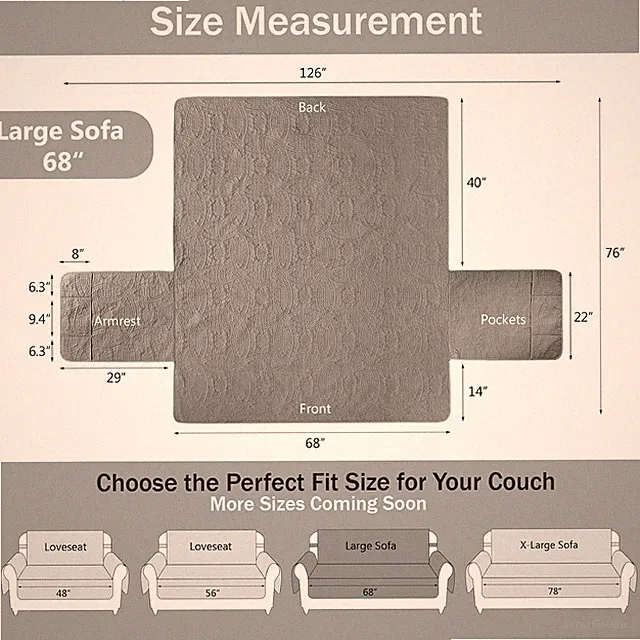 Anti-Slip Cool Gray Couch Cover with Medallion Pattern – Pet-Friendly & Washable