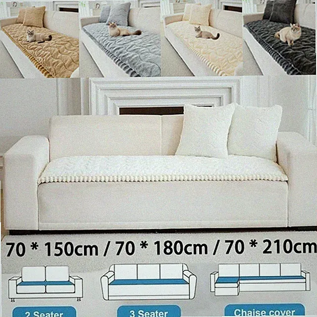 Anti-Slip Sofa Slipcover for Pets Mink Wavy Couch Cover Washable Protector Mat