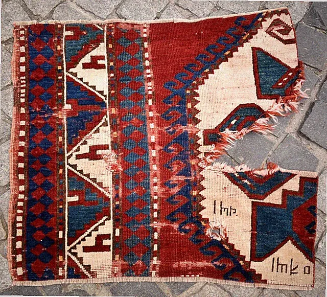 Antique Caucasian Rug 29'' x 26'' Collector Item Fragment Kazak Wall Hanging Rug