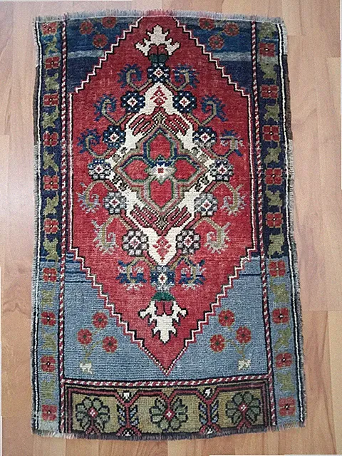 Antique Deformed Fragment Rug Handmade Decorative Small Door Mat Nice Rug
