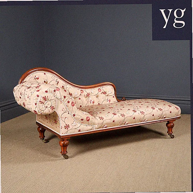 Antique English Victorian Chaise Longue / Day Bed / Settee / Couch C.1860