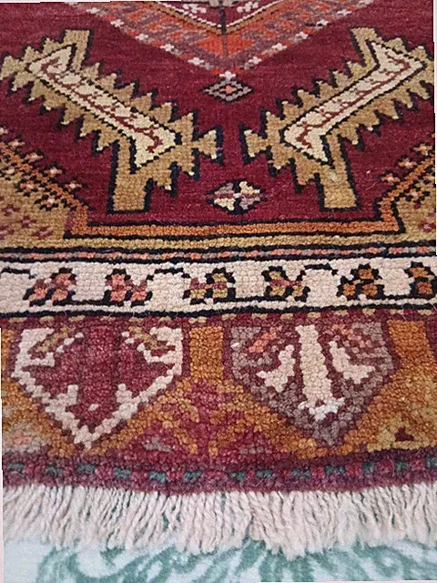 Antique Fragment Small Rug Red Geometric History Rug Bath Rug Entryway Rug