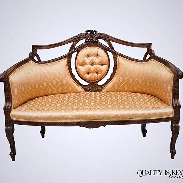 Antique French Victorian Louis XV Style Open Carved Walnut Loveseat Settee Sofa