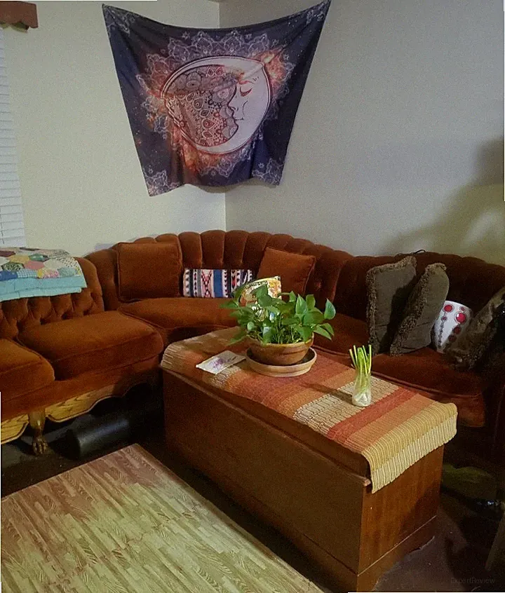 Antique, GOLD, velvet sectional sofa with wood frame and cushions, 65x35x32 in