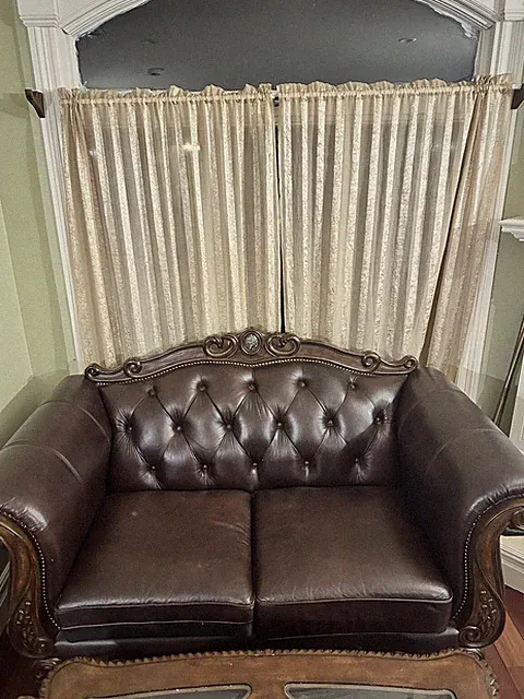 Antique High Quality Leather Couch Set With Tables. Read Description For Pricing