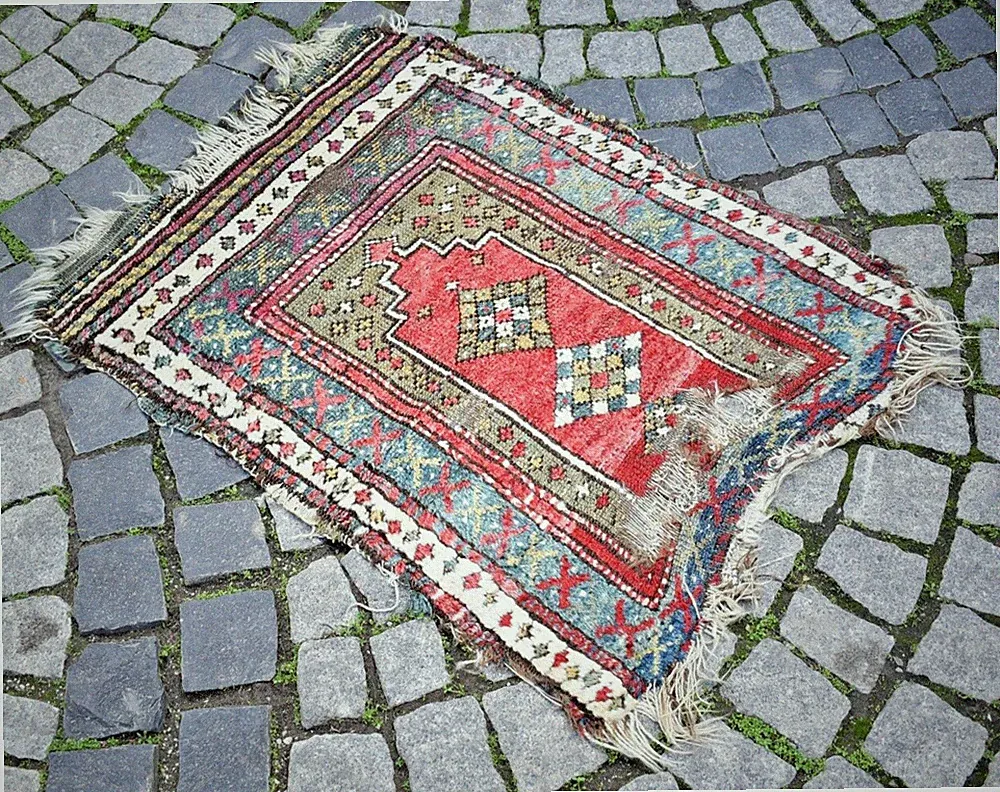 Antique Turkish Rug 28'' x 35'' Collector's Item Fragment Rug Wall Hangings Rug