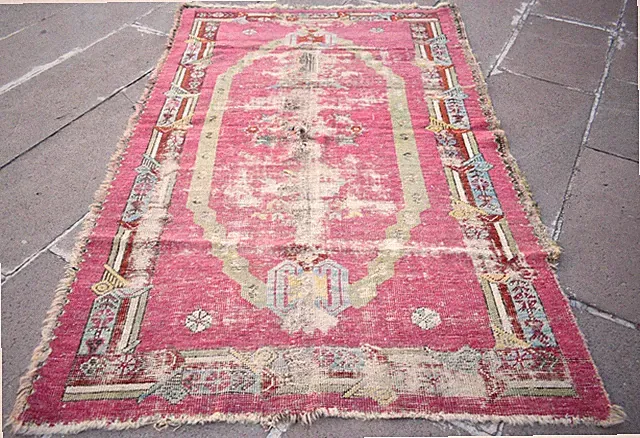 Antique Turkish Rug 39'' x 64'' Collector Item Fragment Rug Mudjur Worn Wool Rug