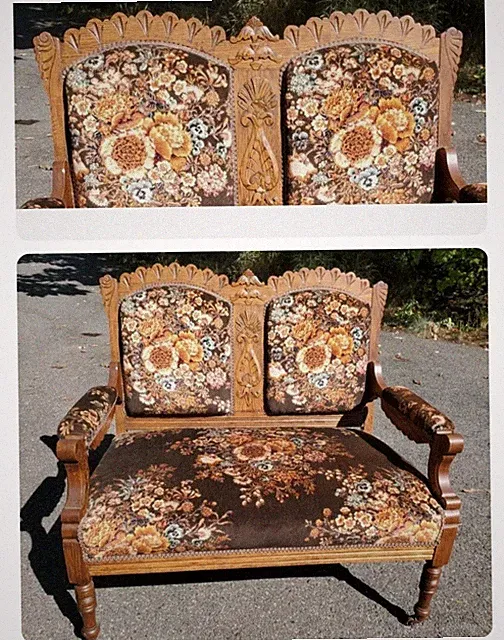 antique Victorian sofa carved golden oak - Furniture Delivery Available