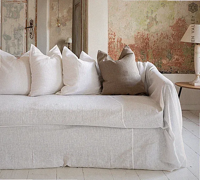 Antique white linen couch cover linen sofa cover linen drop cloth
