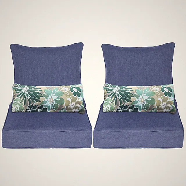 Aoodor 22''x24''Outdoor Patio Furniture Dining Deep Chair Cushion Set w/2 Pillow