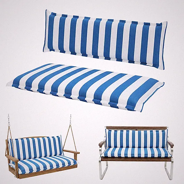 Aoodor Outdoor Bench Cushion Set Patio Swing Loveseat /3-Seater Pads w/ Backrest