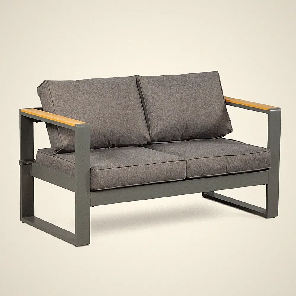 Aoodor Outdoor Loveseat Patio Aluminum 2-seat Sofa Sectional Set with Cushions