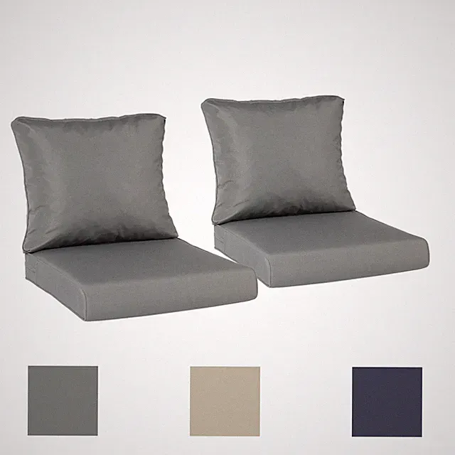Aoodor Outdoor Patio Deep Seating Cushion Set with Ties Sofa Seat, Set of 2