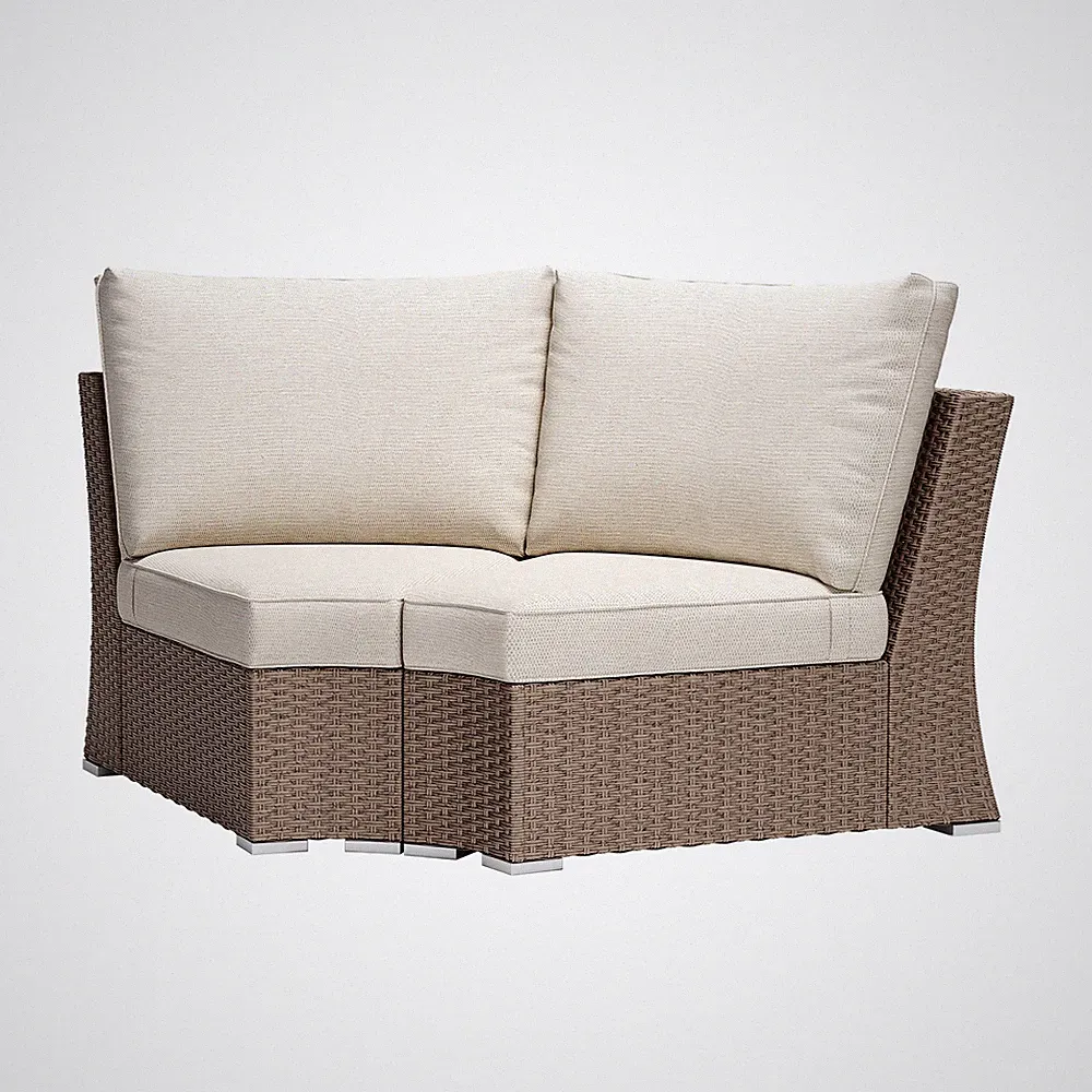 Aoodor Patio Corner Rattan Sofa Set Modular Sectional Wicker Couch w/ Cushions