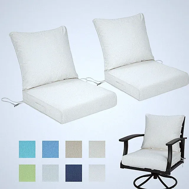 Aoodor Patio Deep Seating Cushion Set Outdoor Sofa Seat & Back Cushion, 2 Set