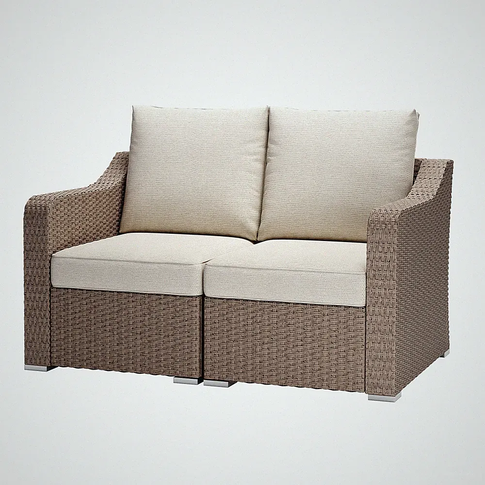 Aoodor Patio Loverest Rattan Sofa Modular Sectional Wicker Couch with Cushions