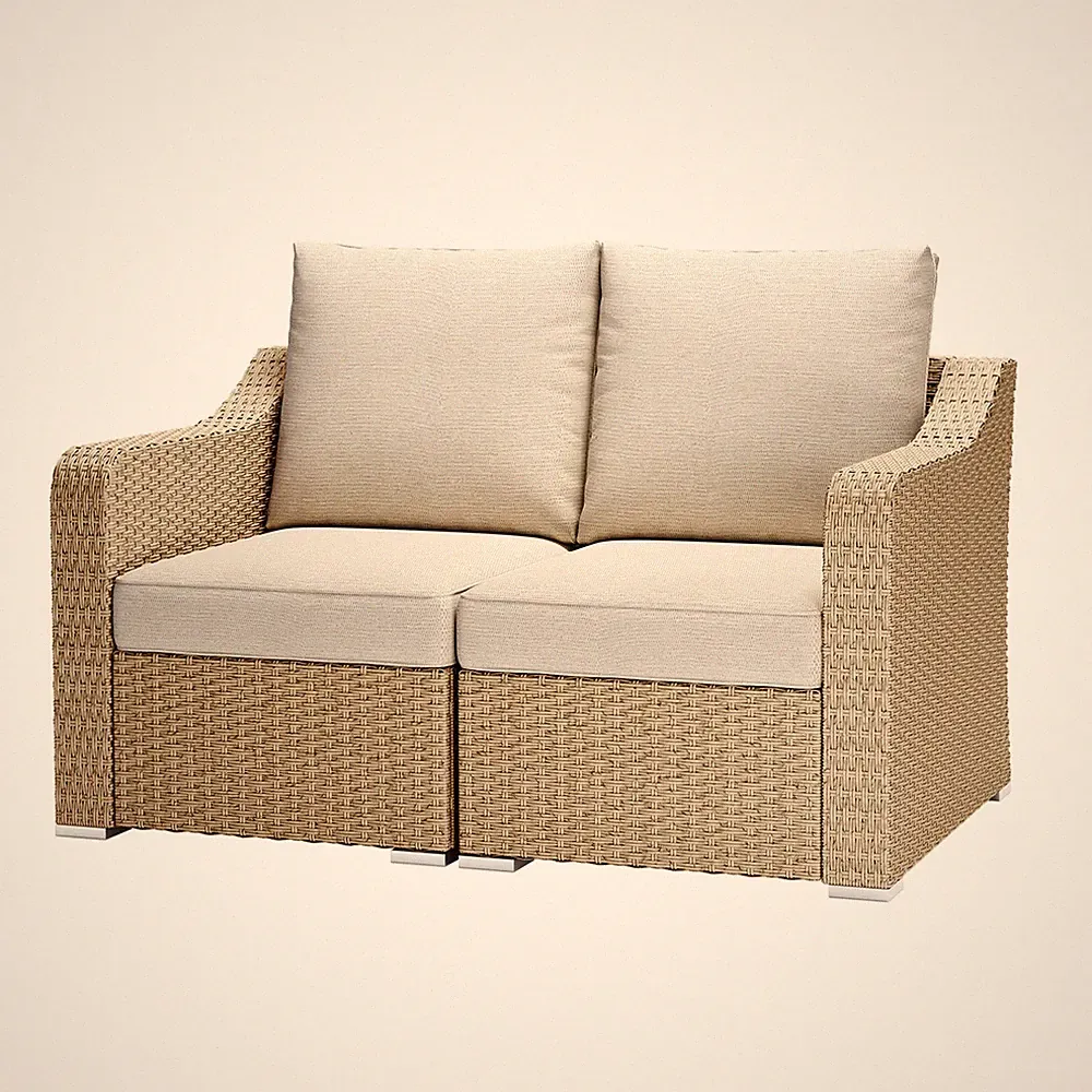 Aoodor Patio Loverest Rattan Sofa Modular Sectional Wicker Couch with Cushions