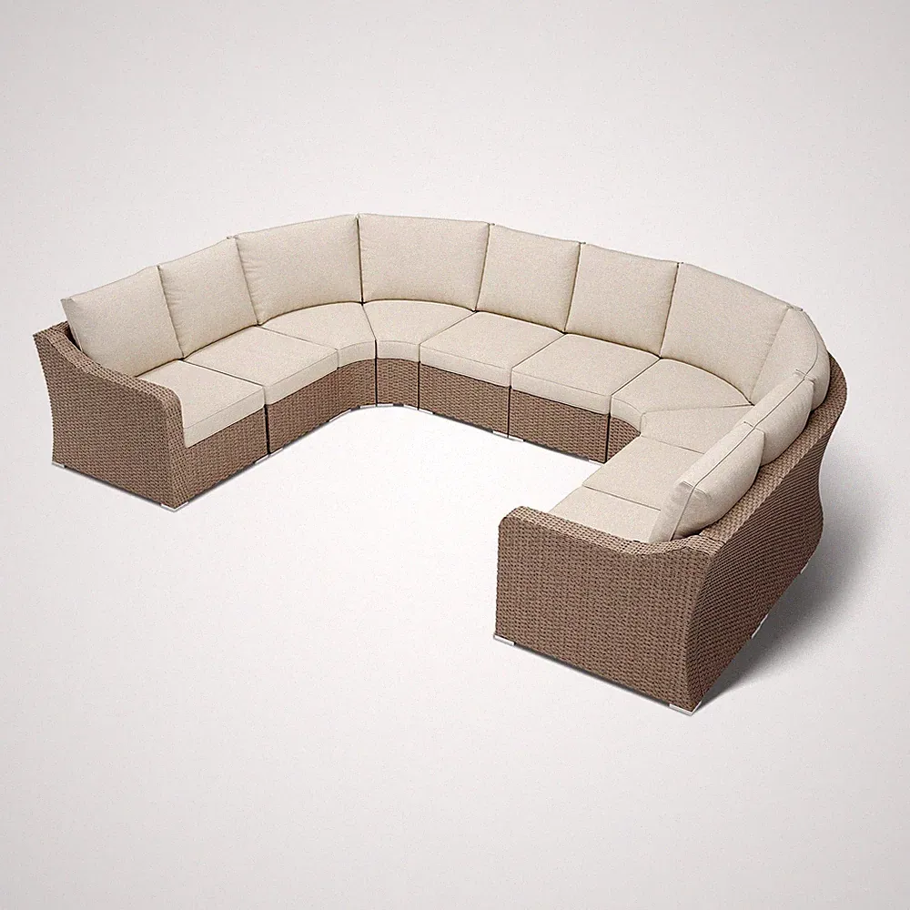 Aoodor Patio Sectional Sofa Furniture Set Wicker Modular Corner Couch , Beige