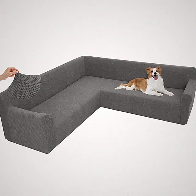 Arfntevss L Shaped Sectional Sofa Cover Small Gray Anti Slip for Dogs Pets