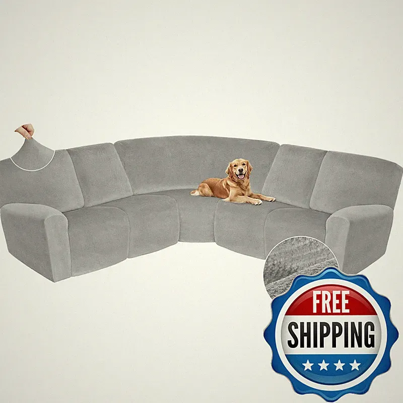 Arfntevss Sectional Recliner Couch Covers Velvet Corner Sectional Sofa Cover