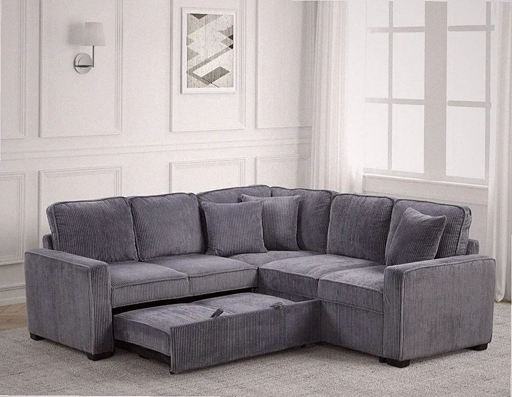 Ariel Charcoal Sectional With Pull-Out Bed