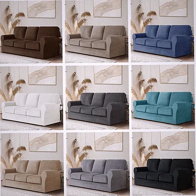 Armchair Cover 3 Seat 7 Piece Set Thick Stretch Velvet Sofa Slipcover Protectors