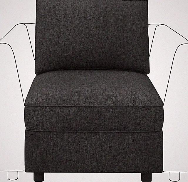 Armless Accent Chair with Storage - Modular Sectional Couch in Linen Grey