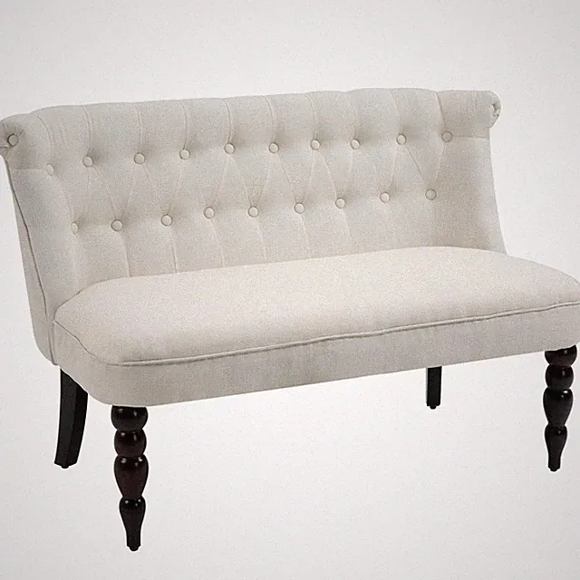 Armless Fabric Loveseat Double Seat Sofa Tufted Upholstery Couch Living Room