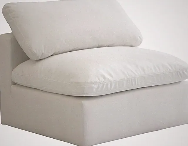 Armless Plush Velvet Modular Sofa - Cream Contemporary Comfort