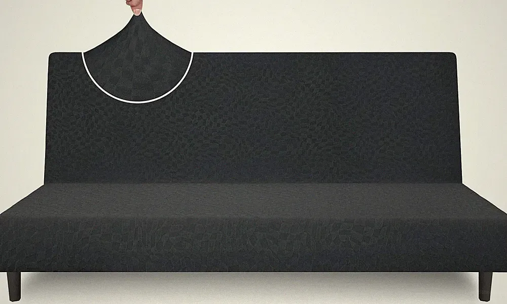 Armless Sofa Bed Cover Futon Slipcover Stretch 67" x 82" Universal Black
