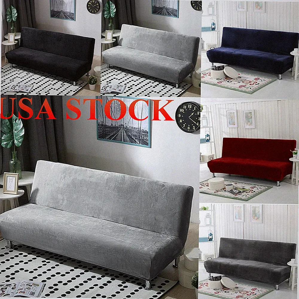 Armless Sofa Bed Cover Futon Slipcover Stretch Elastic Folding Couch Case