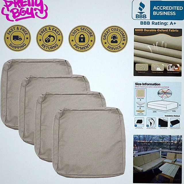 Art Deco Tan Cushion Covers 22x22 – Waterproof Protection for Outdoor Furniture