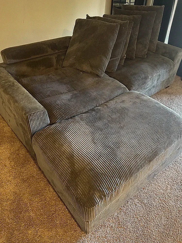 Arzelia 89” wide GreyReversible Corduroy Corner Sectional