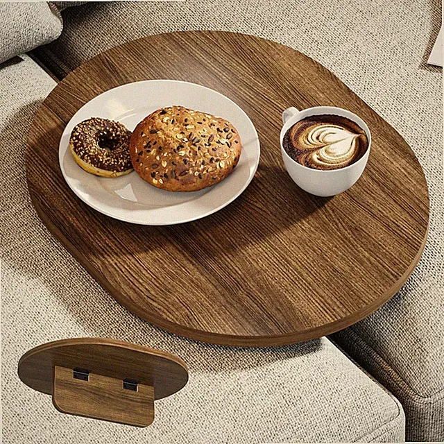 Asgolion Sofa Tray Between Cushion, 15.75"x12.6" Wood Couch Tray, Folding Cou...