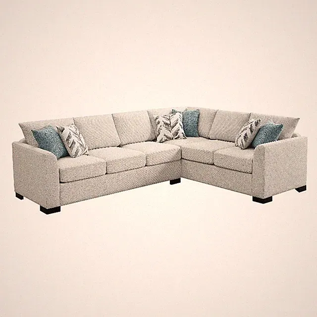 Ashlee Sleeper Sectional Sofa- Greige Chenille- 6 Pillows- 111 Inch