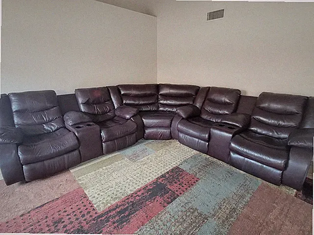 Ashley 3 Piece Leather Reclining Sectional