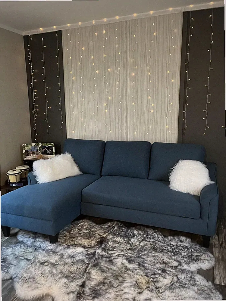 Ashley Blue Sleeper Sofa, and cushions