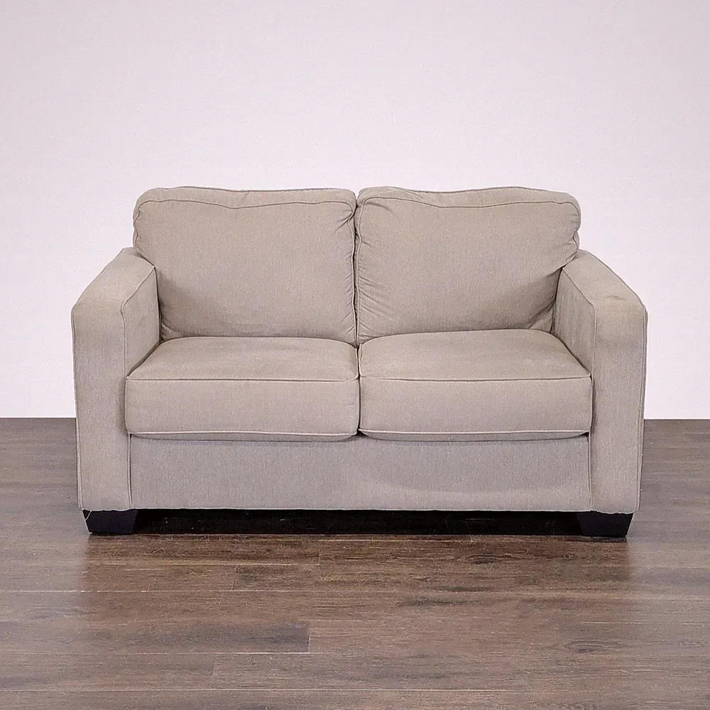 Ashley Furniture Beige Loveseat – Comfortable 2-Seater Sofa