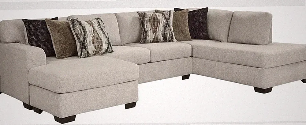 Ashley Furniture Beige Sectional Sofa 8-Seater Removable Cushions Polyester