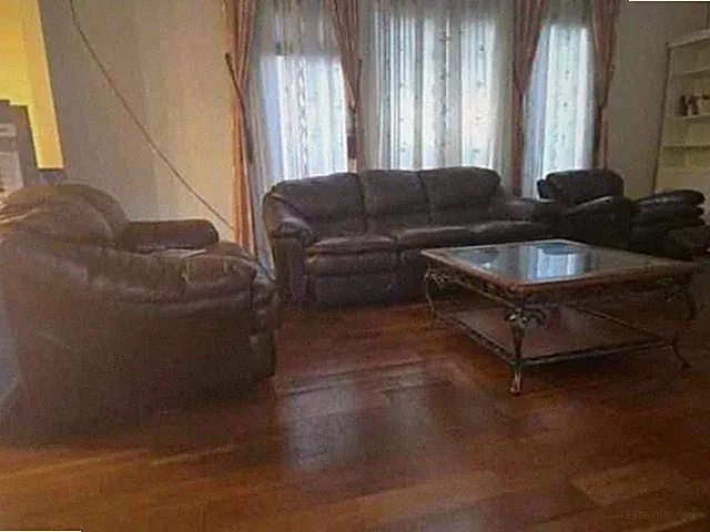 Ashley Furniture Brown Leather Sofa Set 3-Seat Modern Pad Arm
