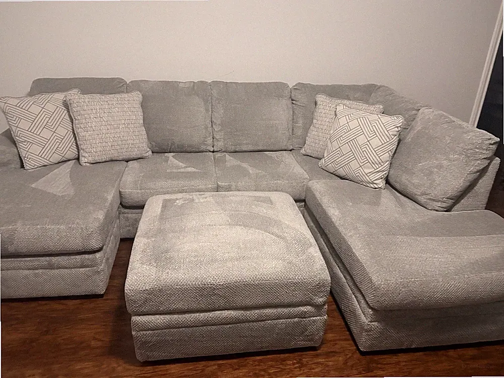 Ashley Furniture Gray Sectional Sofa with Storage Ottoman, Removable Cushions