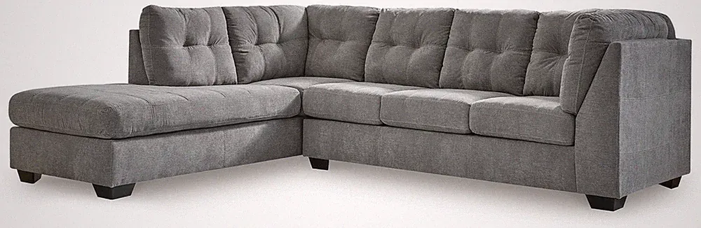 Ashley Furniture Gray Tufted Square Polyester Couch Sectional, Used