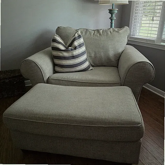 Ashley Furniture Neutral Couch Loveseat Ottoman 3 Set Great Condition Clean Home