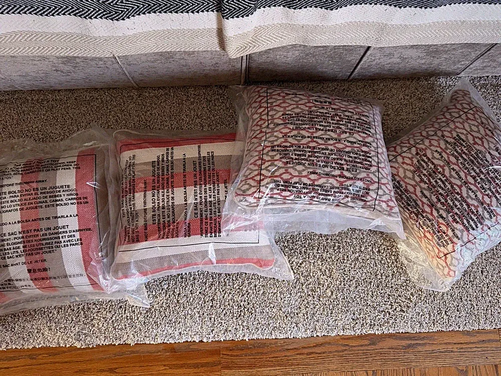 Ashley furniture outdoor Throw Pillows, Red And Tan, Set of 4