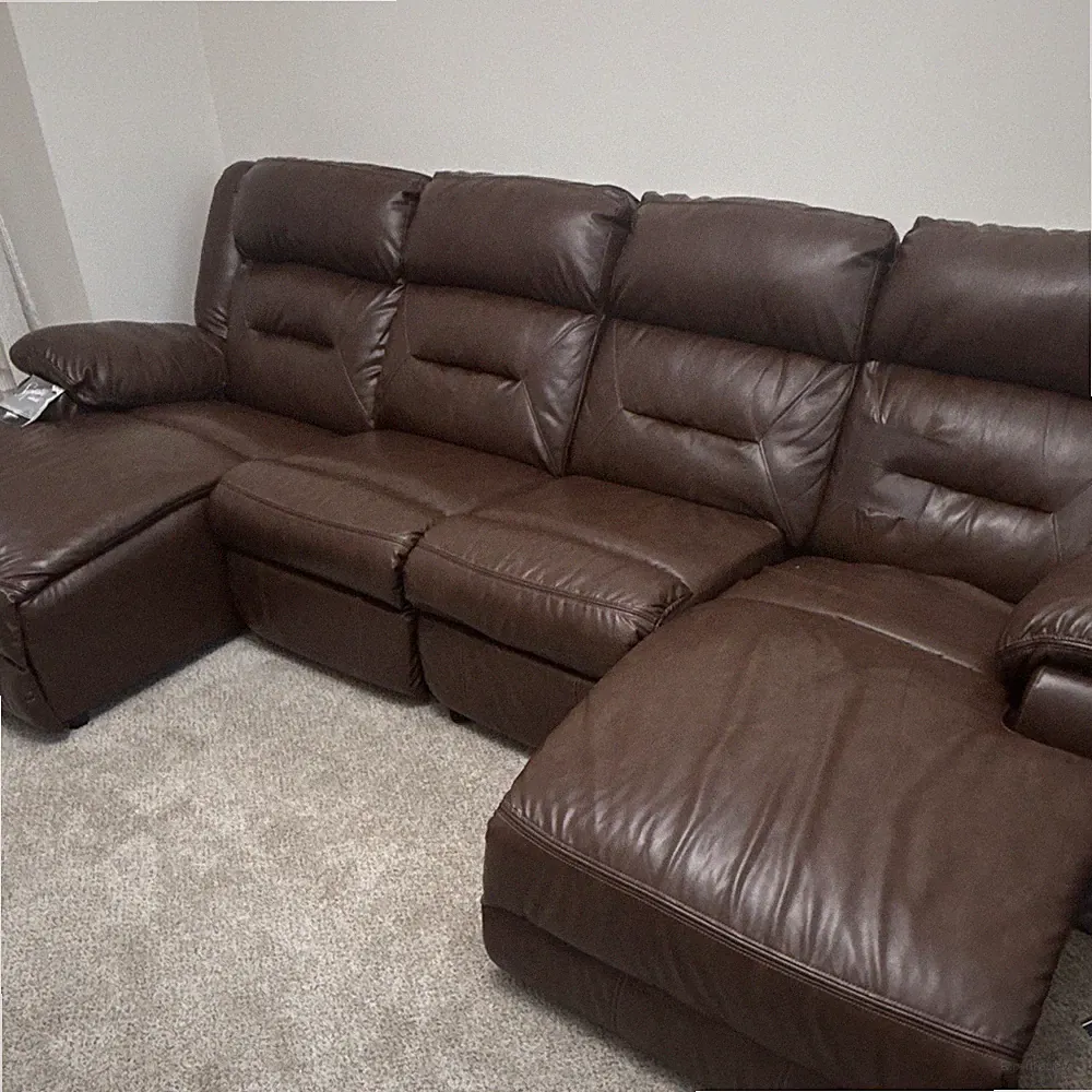 Ashley Furniture Signature Design Manual Reclining Double Chaise Sectional Brown