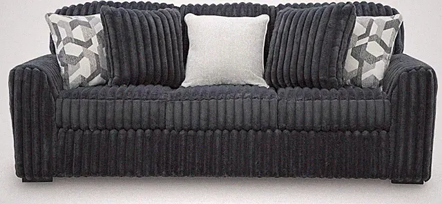 Ashley Midnight-Madness Black Sofa with Reversible Cushions and Armrests