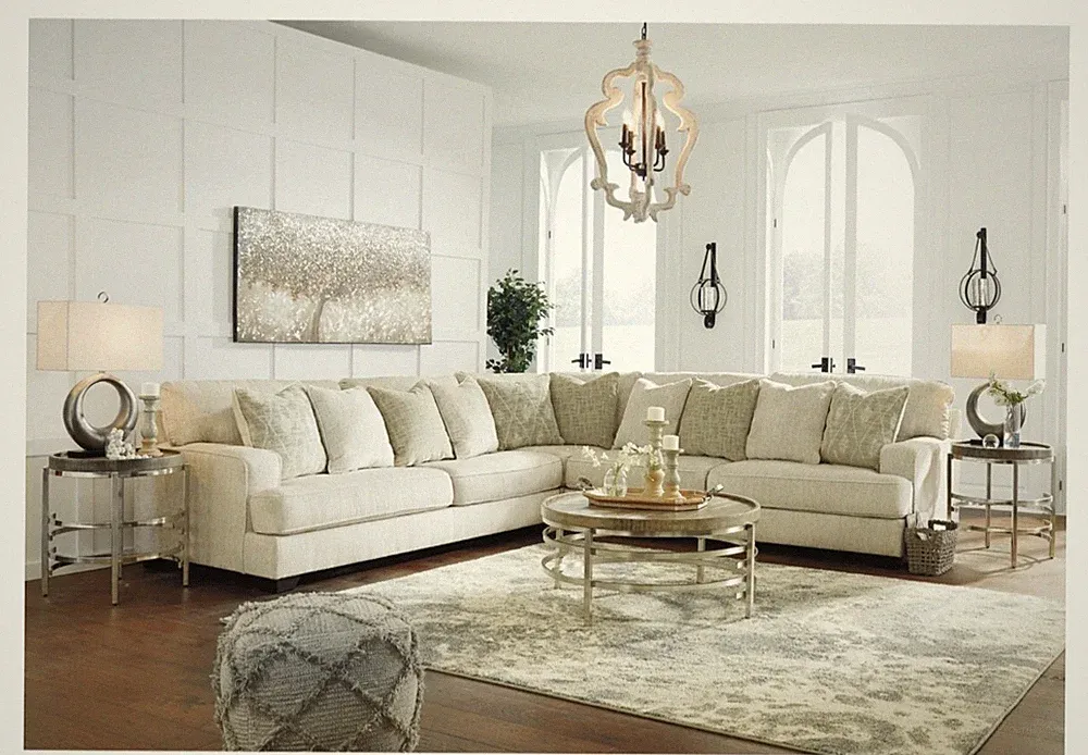 Ashley - White 3 piece large sectional couch living room (The Rawcliffe)