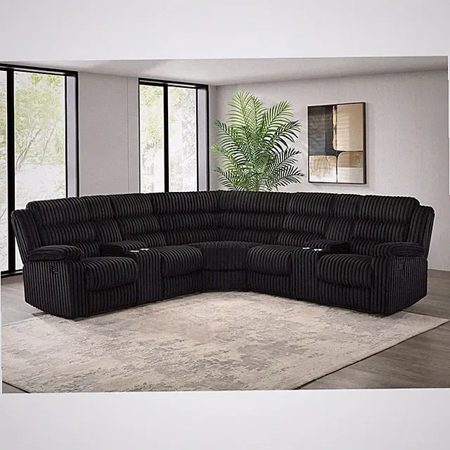 Atkinson Upholstered Reclining Sectional Sofa Black