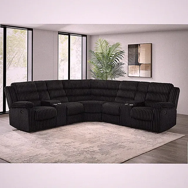 Atkinson Upholstered Reclining Sectional Sofa Black
