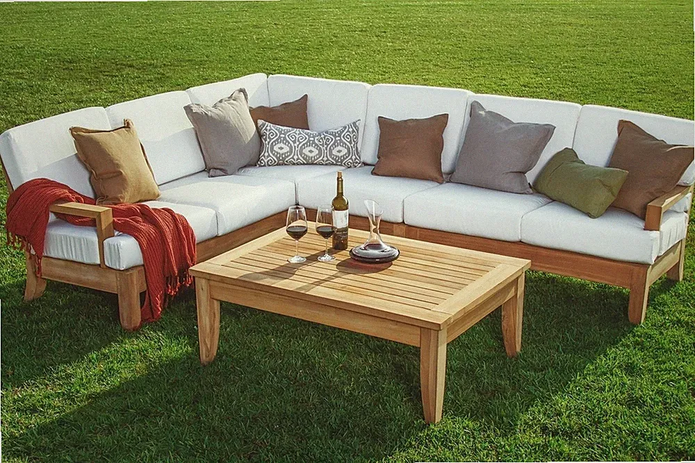 Atnas A-Grade Teak Wood 5pc Outdoor Garden Sectional Sofa Lounge Set New